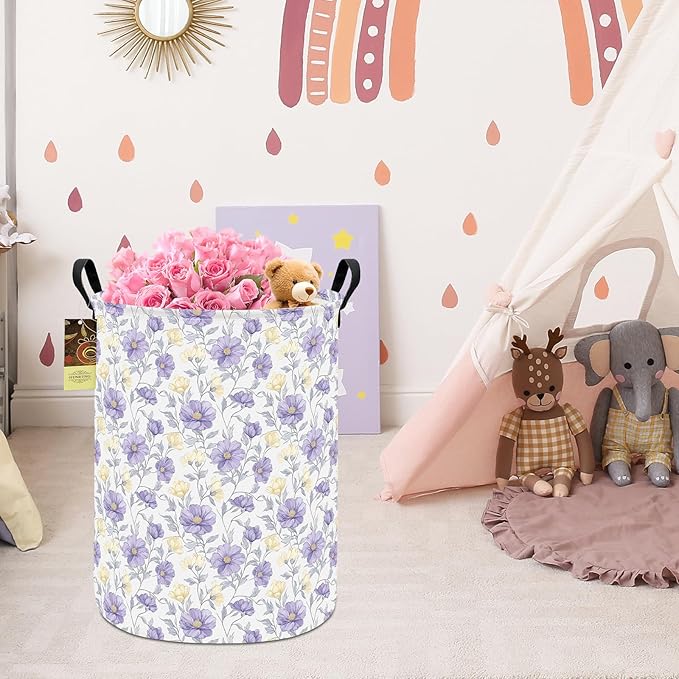 HUNRUNG Laundry Hamper,Large Canvas Fabric Lightweight Storage Basket Toy Organizer Dirty Clothes Collapsible Waterproof for 