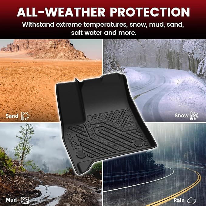 LASFIT Floor Mats for Chevrolet Traverse 2024-2026 (Only 7 Seats) & GMC Acadia 2024-2026 (Only 7 Seats) & Buick Enclave 2025-2026, All Weather TPE Custom Fit Car Floor Mat, 3 Row Floor Liners, Black