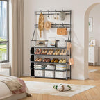 OYREL Shoe Rack 5 Tier Shoe Racks Organizer 20-25 Pairs Shoes Rack for Closet Entrance Shoe Storage Organizer with Hooks and 