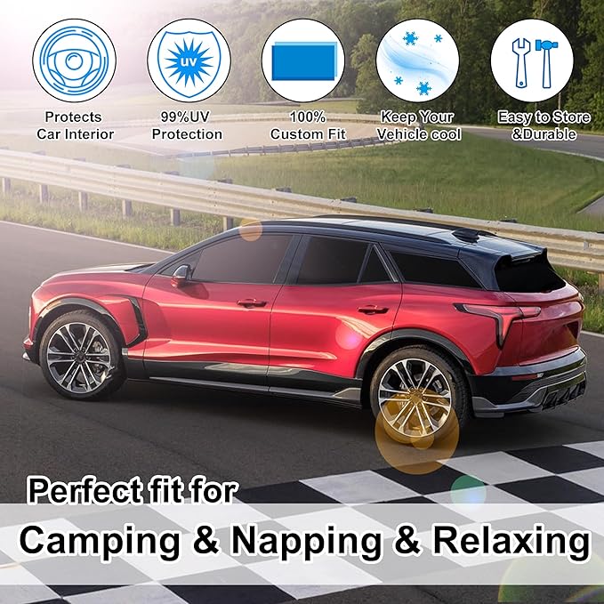 Windshield Sun Shade Car Windshield Foldable Full Windows Coverage Custom Fit for Che-vrolet Blazer EV 2024-2026 Accessories Car Window Shades Block Sun UV Rays 8PCS