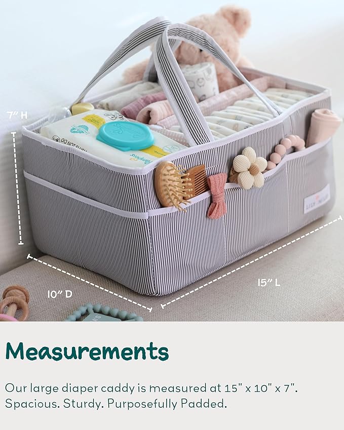 Lily Miles Baby Diaper Caddy Organizer, Girl Nursery Storage Basket with 8 Pockets, Baby Organizer and Storage, Easy-to-Clean