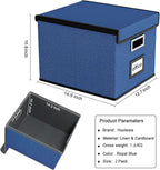 Huolewa Decorative File Organizer Boxes Office Document Storage with Lids, Portable Collapsible Linen Hanging Filing & Storag
