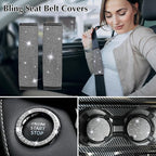 ARTILAURA 11 PCS Bling Car Accessories Set for Women Steering Wheel Covers Butterfly Hanging Seat Belt Cover Cute Air Vent Clips Coasters Glitter Diamond AUTO Interior kit (White)