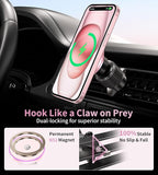 for MagSafe Car Mount Charger Dash/Windshield/Vent Wireless Car Charger with [LED Light], Magnetic Phone Holder for Car for iPhone 17 16 15 14 13 12 Series, Fit MagSafe Accessories (Pink)