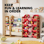 SpaceAid 3-in-1 Toy Storage Organizer with 4 Shelves and 12 Bins, Toy Organizers Storage 3-Tier Bookshelf, Kids Bin Shelf Box