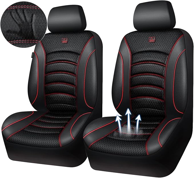 CAR PASS Comfortable 3D Foam Mesh Leather Car Seat Covers Front, Air Cool Mesh Breathable Front Seat Covers for Car, Universa