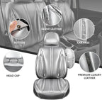 CAR PASS Ultra+ Nappa Leather Car Seat Covers Full Set Universal Cushioned, Soft Breathable Waterproof Anti-Slip Driver Seats