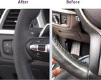 Hand Sewn Black Perforated Ultra-Fine Fiber Leather Steering Wheel Cover, for BMW 228i 230i 320i 328i 330i 335i 340i 428i 430i 435i 440i 525i 535i 550i 640i 650i