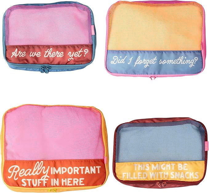 ban.do Getaway Polyester and Mesh Packing Cube Set, Includes 4 Foldable Luggage Organizers in Various Sizes (Really Important