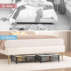 Under Bed Storage Containers With Wheels - 2 Pcs Bamboo Wood Rolling Underbed Shoe Storage Bins With Dust Bags for Clothes Bl