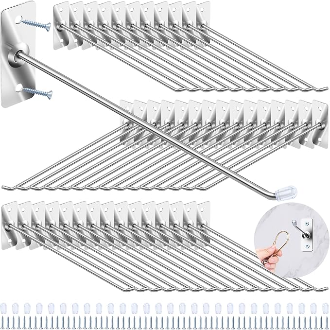40 Pcs 8"/20CM Stainless Steel Wall Mounted Hooks with Protective Caps and Screws, Coat Bag Hat Utility Hook, Garage Tools St