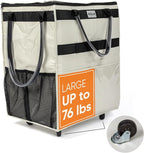 KELN Rolling Tote Bag with Wheels – Heavy Duty Foldable Shopping Bag with Handle – Reusable Grocery Bag on Wheels