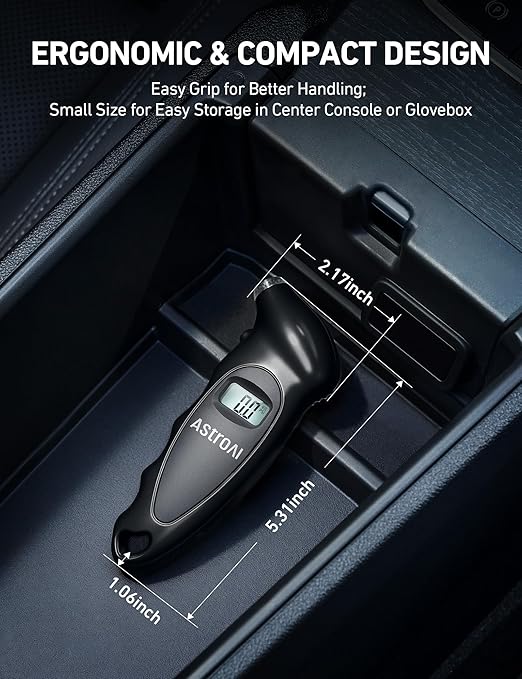 AstroAI Digital Tire Pressure Gauge with Replaceable AAA Batteries 0-150PSI, Accurate in 0.1 Increments, Tire Gauge with Backlit LCD, Presta Valve Adaptor, 4 Units for Car Truck Bicycle, Black, 2pack