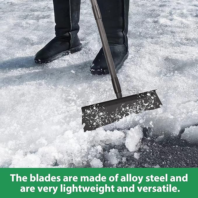 Large Garden Shovel, Multifunctional Cleaning Shovel 63 Inch Large Ice Scraper Heavy Duty Garden Tool for Weeding, Lawn Edging, Scraping and Ice Removal,Black