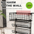 Wall-Mounted Hair Dryer Holder Styling Tool Organizer 4-Shelf Storage Wire Basket with Hook Heat Safe Rack for Hair-Straighte