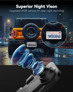 WOLFBOX G840S 12" 4K Mirror Dash Cam Backup Camera, 5.8GHz WiFi Smart Rearview Mirror for Cars & Trucks, Front and Rear View 