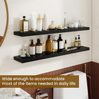 Dreamland 40Inch Floating Shelves for Wall, Rustic Wooden Black Floating Shelves for Living Room, Kitchen, Farmhouse, Deep Wa