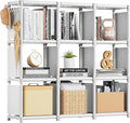 Mavivegue Book Shelf, 9 Cube Storage Organizer, DIY Bookcase, Metal Cube Bookshelf,Tall Book case for Bedroom, Living Room,Of