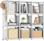 Mavivegue Book Shelf, 9 Cube Storage Organizer, DIY Bookcase, Metal Cube Bookshelf,Tall Book case for Bedroom, Living Room,Of