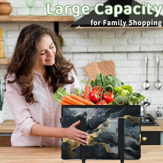 Reusable Grocery Bag Foldable Shopping Tote Bag with Handles Reusable Shopping Bags Large Kitchen Grocery Bags