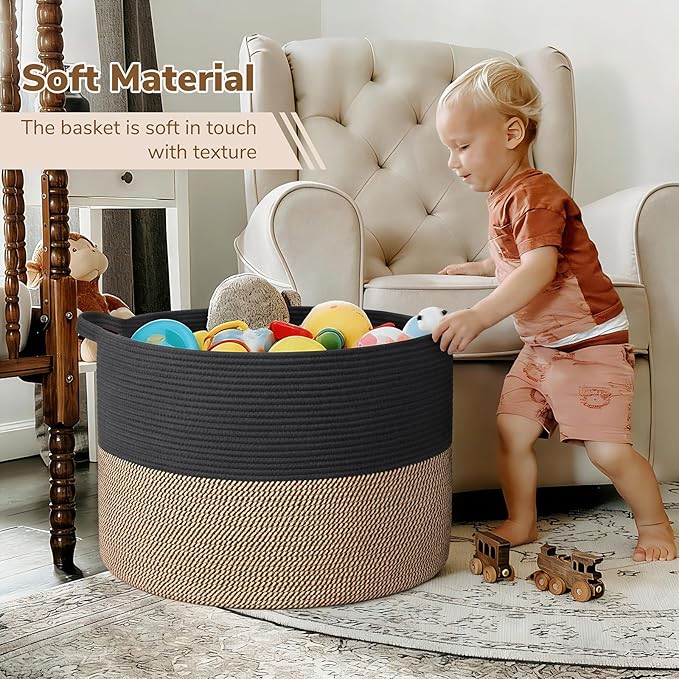 INDRESSME 115L Extra Large Storage Baskets for Organizing, Blanket Basket Living Room Dog Toy Bin, Wicker Storage Woven Laund