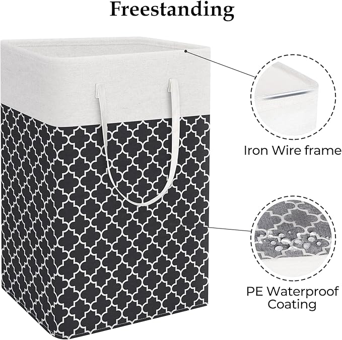 StorageRight Laundry Basket Hamper Large Collapsible Laundry Hamper with Easy Carry Handles，Freestanding Clothes Hampers for 