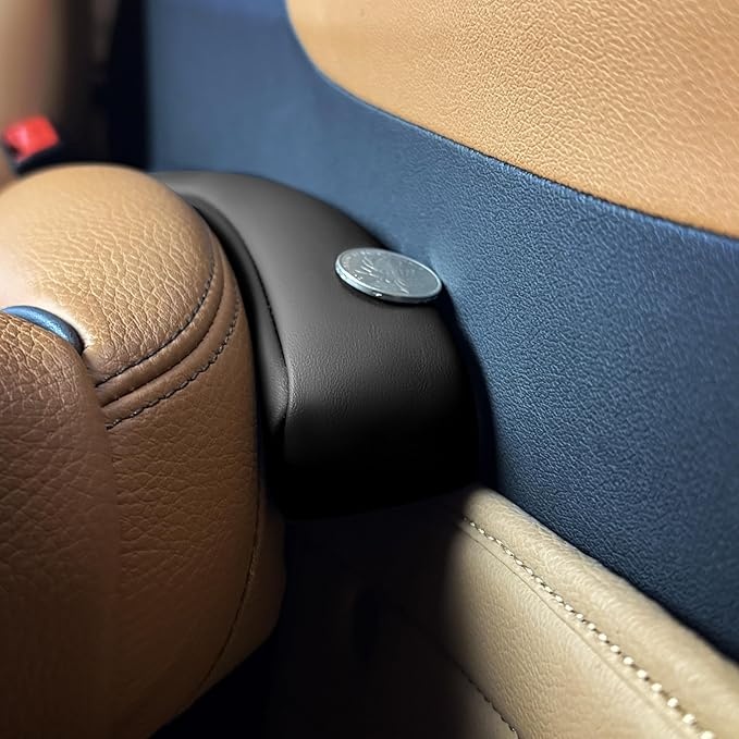 Car Seat Gap Filler - 2 Pack Premium Leather Console Blockers for Cars, Trucks & SUVs - Adjustable 1.4-2.4 Inch Width - Prevents Items Falling Between Seats (Black)