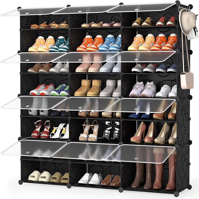 HOMIDEC Shoe Rack Organizer, 8 Tier Shoe Storage Cabinet 48 Pair Plastic Shoe Organizer Shelves for Closet Hallway Bedroom En