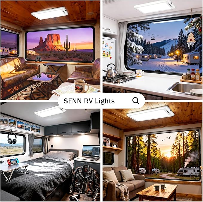 4 Pack RV Lights Interior,3 Color RV LED Super Bright Fixture,12V RV Ceiling Dome Light with ON/Off Dimmable Switch Energy Saving for RV/Camper/Car/Trailer/Boat