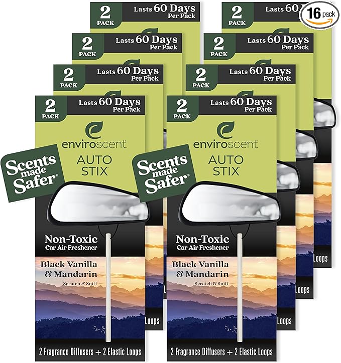 Enviroscent Non-Toxic* Car Air Freshener Auto Stix® - Scents Made Safer - Enjoy Fragrance Lasts Up to 480 Days - Includes Aut