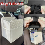 2 Pack Upgraded Car Seat Organizer Backseat with Storage Pockets, Multipurpose Car Organizer Hanging Car Trash Bag Premium PU