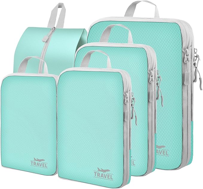 5 Set Packing Cubes For Travel Essentials, Luggage Packing Organization Cubes Suitcase Organizer Bags Set For Luggage Travel 