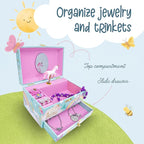 The Memory Building Co Unicorn Musical Jewelry Box Plays Classic Melody, Storage Organizer Music Box for Kids Ages 6-12, MDF 