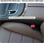 Car Seat Gap Filler Set of 2, 3IN1 Seat Side Gap Filler Plug with Storage Slot & Hook Function, Soft Foam Universal Fit Car SUV Truck Fill Gap Between Seats Console Organizer（Narrow Deep Brown）