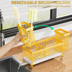 Cisily Sponge Holder for Kitchen Sink, Sink Caddy Organizer with High Brush Holder, Kitchen Countertop Organizers, 304 Stainl