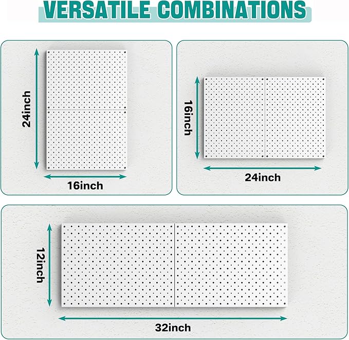 EVERHANGER Metal Pegboard Panels, Heavy Duty Pegboard Wall Organizer, Garage Wall Panels, Tool Storage Organization, 12"X16",
