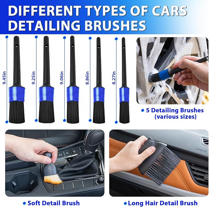THINKWORK Car Cleaning Kit Car Detailing Kit,Car Cleaning Kit Interior Cleaner with High Power Blue Handheld Vacuum Cleaner,B