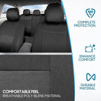 BDK PolyPro Car Seat Covers Full Set in Solid Charcoal – Front and Rear Split Bench Seat Covers for Cars, Easy to Install, Ac