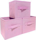 EBIGIC Pink Storage Bins 3Pack 9.0"x7.5"x7.5" Fabirc Foldable Closet Toy Organizer Collapsible Cloth