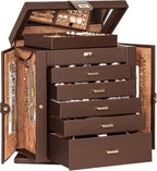 AKOZLIN 360° Rotating Jewelry Box 6-Tier Organizer Functional Jewelry Storage Case for Women Girls Ring Necklace Earring Brac
