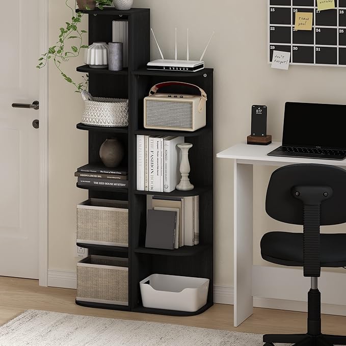 Furinno PASIR Book Shelf, 5-Tier Corner Bookshelf with Open Shelf, Standing Bookcase, 9.3 x 12 x 51.7, for Organization and S