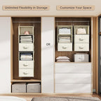 Vailando 6-Shelf Hanging Closet Organizer with 3 Drawers, 2 Separable 3-Shelf Closet Organizers and Storage for Wardrobe Orga