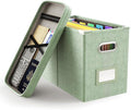 Oterri File Organizer Box with Lid, Hanging Filing File Box with Mesh Pocket, Document Organizer Box for Letter Files, Portab