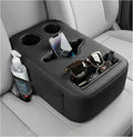 Car Cup Holder, Waterproof Leather Back Seat Drink Holder Expander Tray with Handle, Multifunctional Rear Seat Couch Cup Orga