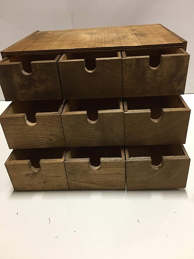 Handmade Shelf Organizer for Desk with Drawers, Desk Accessories Stationery Storage Box Bills Collection Holder (Jacobean, 9 