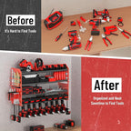 Power Tool Organizer Wall Mount, Metal Power Tool Storage Rack with Screwdriver Holder, Garage Tool Storage Shelves with Scre