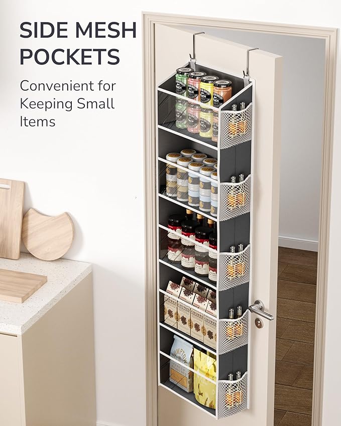 ULG 1-Pack Over Door Organizer with 5 Large Pockets 10 Mesh Side Pockets, 44 lbs Weight Capacity Hanging Storage Organizer wi