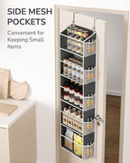 ULG 1-Pack Over Door Organizer with 5 Large Pockets 10 Mesh Side Pockets, 44 lbs Weight Capacity Hanging Storage Organizer wi