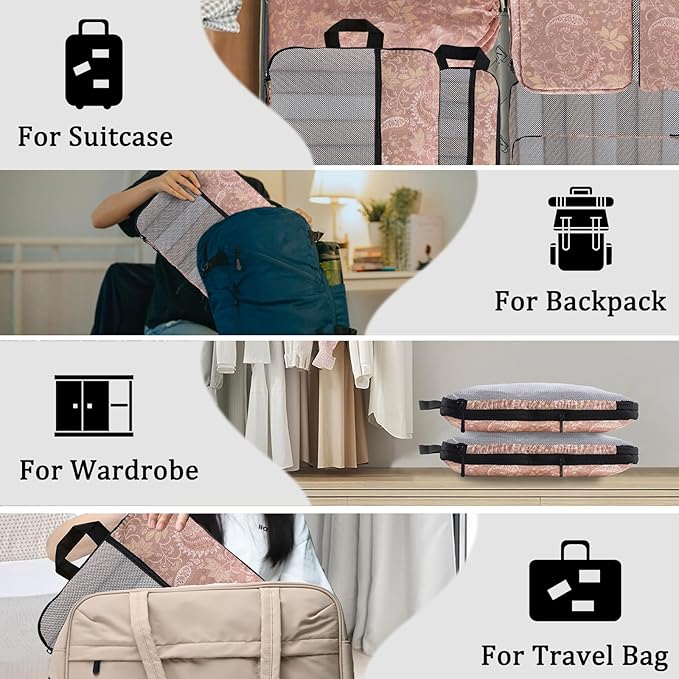 U+U 10 Set Compression Packing Cubes - Ultralight Travel Organizers with Laundry Bag, Space-Saving Suitcase Organizer, Expand