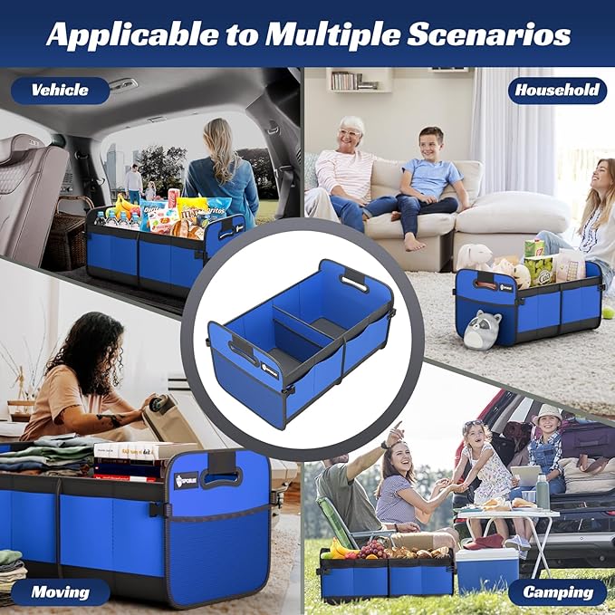 Sposuit Trunk Organizer for Car - 70L Collapsible Car Storage with 11 Pockets & Reinforced Handles, SUV Trunk Organizers for